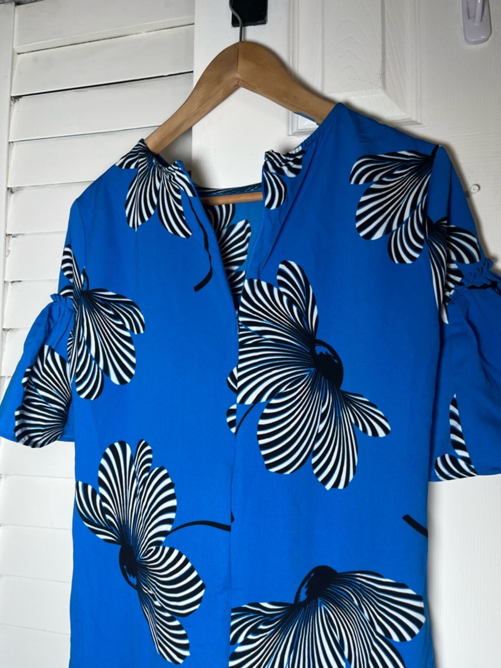 Ann Taylor Factory Blue Poppy Floral Drop Waist Flounce Shift Dress Size 2 - Picture 11 of 16